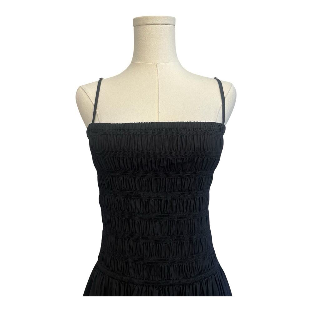 NWT Madewell Dress Size Petite Medium Poplin Smocked Maxi Black NV960 - Picture 2 of 8